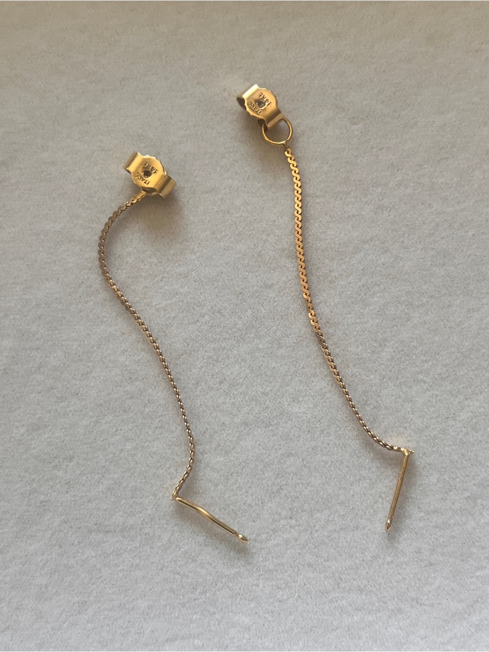14k yellow gold chain drop earrings